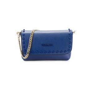 Valentino Lilou Prec texturized leather crossbody blue bag.
